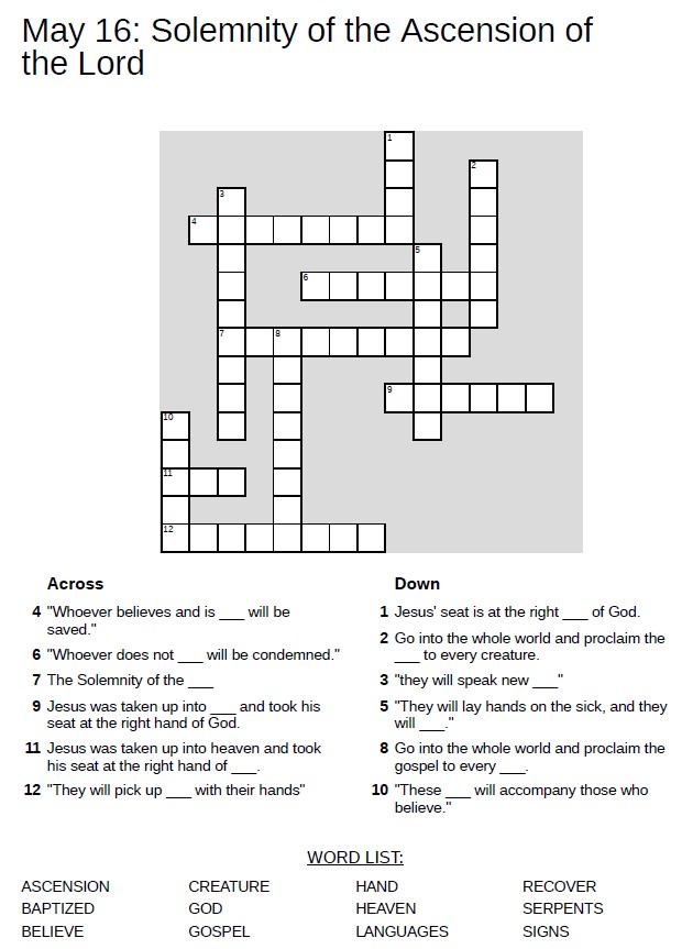 May 16 Solemnity of the Ascension of the Lord The Mass Box