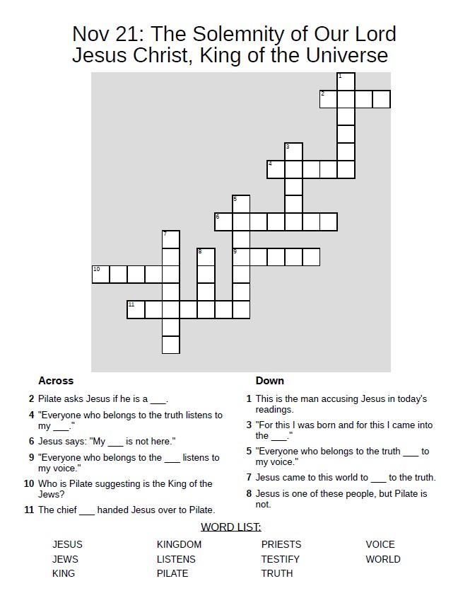 November 21 The Solemnity of Our Lord Jesus Christ The Mass Box